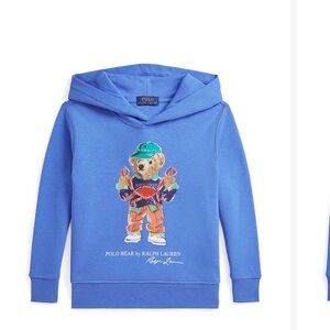 Ralph Lauren Kids Blue Hoodie with Bear Graphic